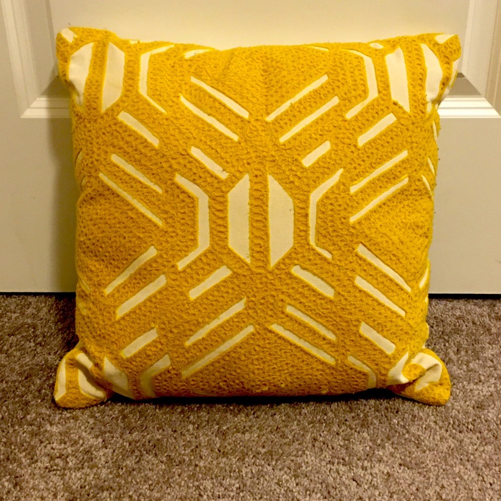 Room Essentials Yellow and White Throw Pillow